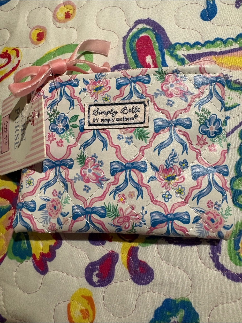 Simply Southern Kids Floral Bow Wristlet - Pink & Blue